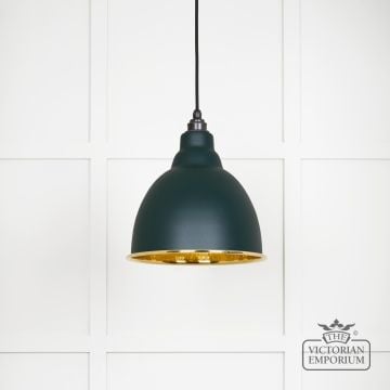 Brindle Pendant Light In Dingle With Hammered Brass Interior 49517di 1 L
