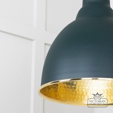 Brindle Pendant Light In Dingle With Hammered Brass Interior 49517di 4 L