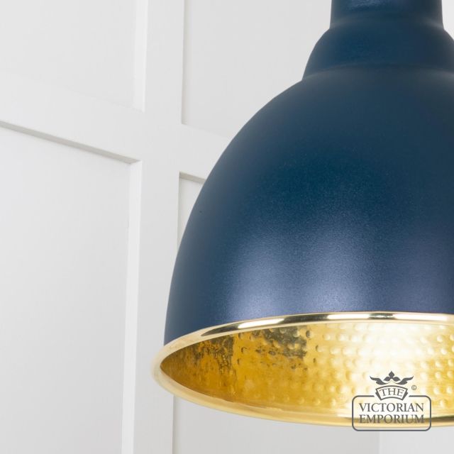 Brindle Pendant Light In Dusk With Hammered Brass Interior 49517du 4 L