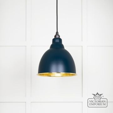 Brindle Pendant Light In Dusk With Hammered Brass Interior 49517du Main L