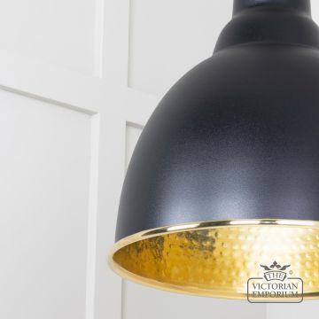 Endant Light In Black With Hammered Brass Interior 49517eb 4 L