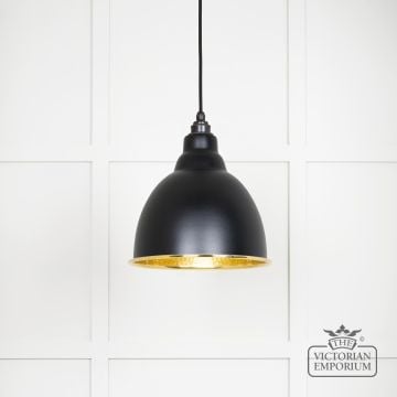 Endant Light In Black With Hammered Brass Interior 49517eb Main L