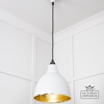 Brindle Pendant Light In Flock With Hammered Brass Interior 49517f 2 L
