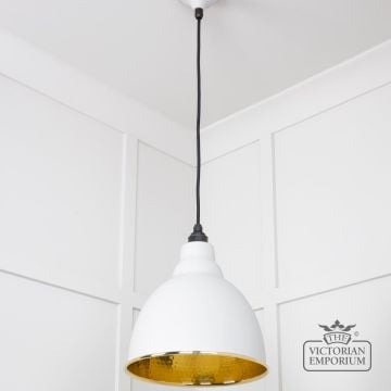 Brindle Pendant Light In Flock With Hammered Brass Interior 49517f 3 L