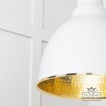 Brindle Pendant Light In Flock With Hammered Brass Interior 49517f 4 L