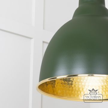 Brindle Pendant Light In Heath With Hammered Brass Interior 49517h 4 L