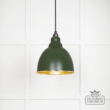Brindle Pendant Light In Heath With Hammered Brass Interior 49517h Main L