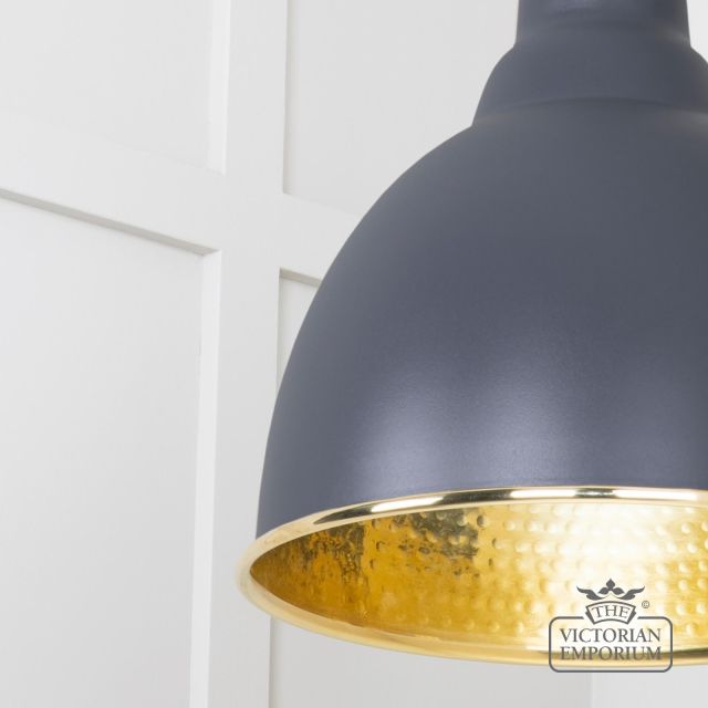 E Pendant Light In Slate With Hammered Brass Interior 49517sl 4 L