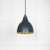 Brindle pendant light in Soot with hammered brass interior 49517so 1 l