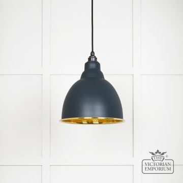 Brindle pendant light in Soot with hammered brass interior