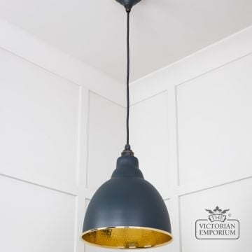 Brindle Pendant Light In Soot With Hammered Brass Interior 49517so 3 L