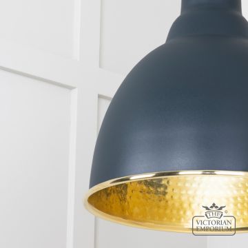 Brindle Pendant Light In Soot With Hammered Brass Interior 49517so 4 L