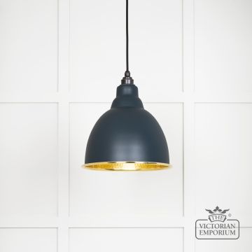 Brindle Pendant Light In Soot With Hammered Brass Interior 49517so Main L