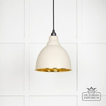Brindle Pendant Light In Teasel With Hammered Brass Interior 49517te 1 L