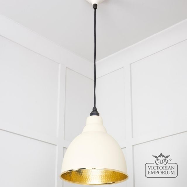 Brindle Pendant Light In Teasel With Hammered Brass Interior 49517te 2 L