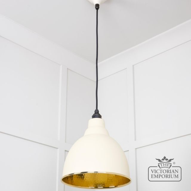 Brindle Pendant Light In Teasel With Hammered Brass Interior 49517te 3 L