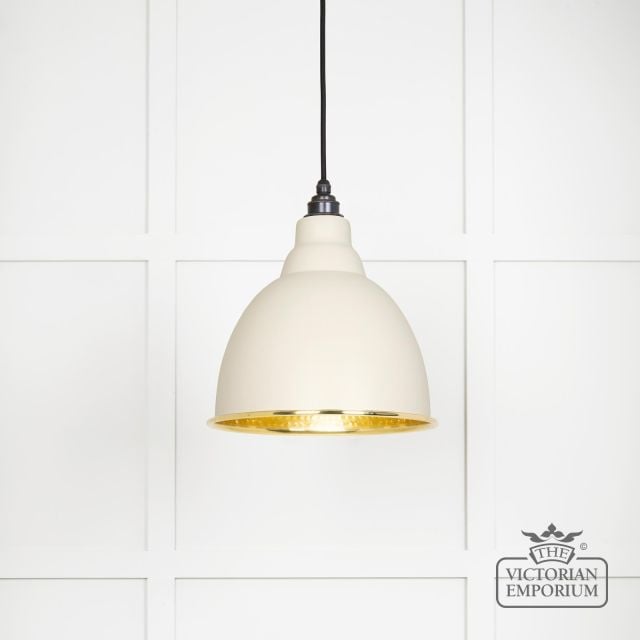 Brindle Pendant Light In Teasel With Hammered Brass Interior 49517te Main L