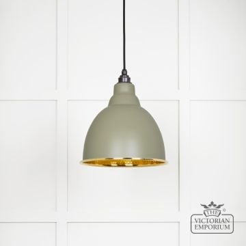 Brindle Pendant Light In Tump With Hammered Brass Interior 49517tu 1 L