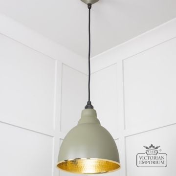 Brindle Pendant Light In Tump With Hammered Brass Interior 49517tu 2 L