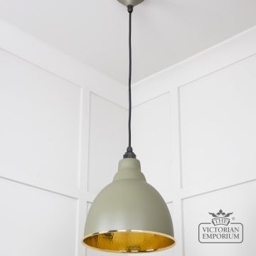 Brindle Pendant Light In Tump With Hammered Brass Interior 49517tu 3 L