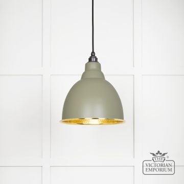 Brindle Pendant Light In Tump With Hammered Brass Interior 49517tu Main L