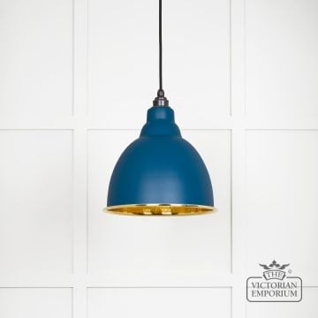 Brindle Pendant Light In Upstream With Hammered Brass Interior 49517u 1 L