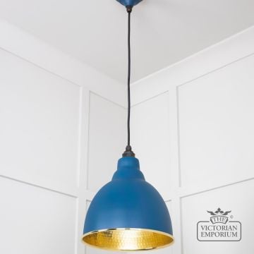 Brindle Pendant Light In Upstream With Hammered Brass Interior 49517u 2 L
