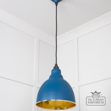 Brindle Pendant Light In Upstream With Hammered Brass Interior 49517u 3 L