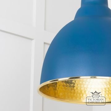 Brindle Pendant Light In Upstream With Hammered Brass Interior 49517u 4 L