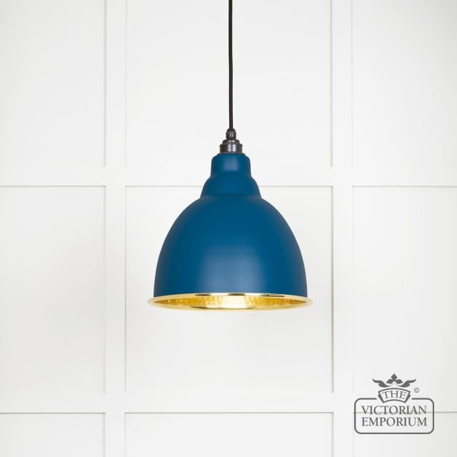 Brindle Pendant Light In Upstream With Hammered Brass Interior 49517u Main L