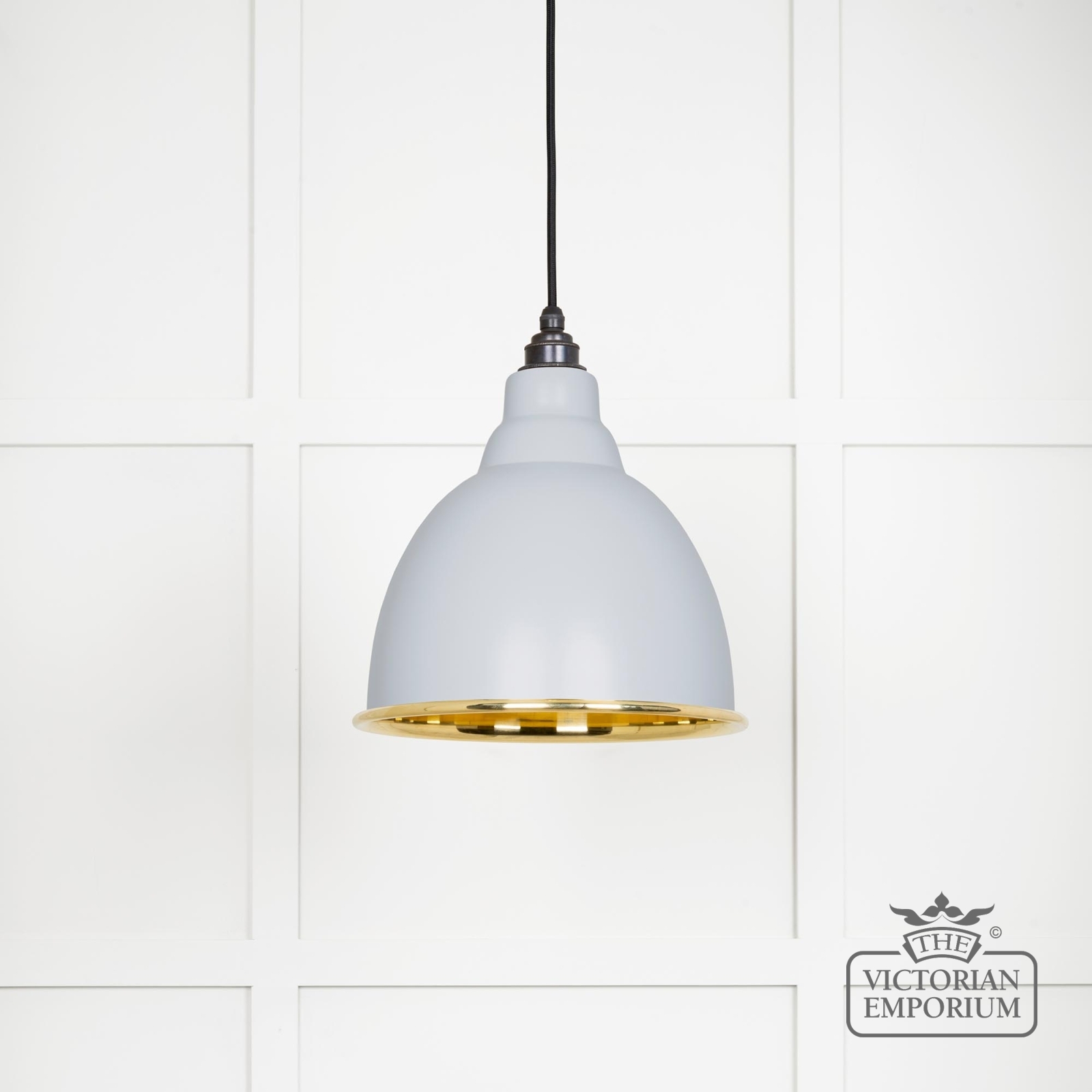 Brindle pendant light in Smooth brass and Birch finish