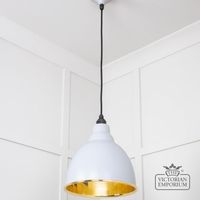 Brindle Pendant Light In Smooth Brass And Birch Finish 49518bi 2 L