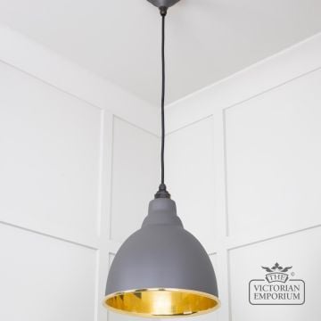 Brindle Pendant Light In Smooth Brass And Bluff Finish 49518bl 2 L