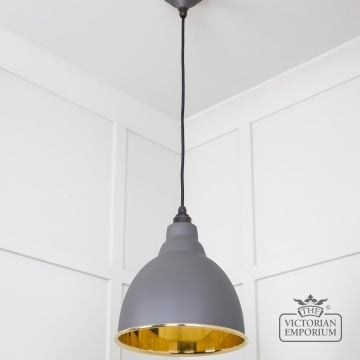 Brindle Pendant Light In Smooth Brass And Bluff Finish 49518bl 3 L