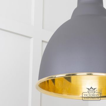Brindle Pendant Light In Smooth Brass And Bluff Finish 49518bl 4 L
