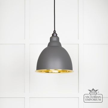 Brindle Pendant Light In Smooth Brass And Bluff Finish 49518bl Main L
