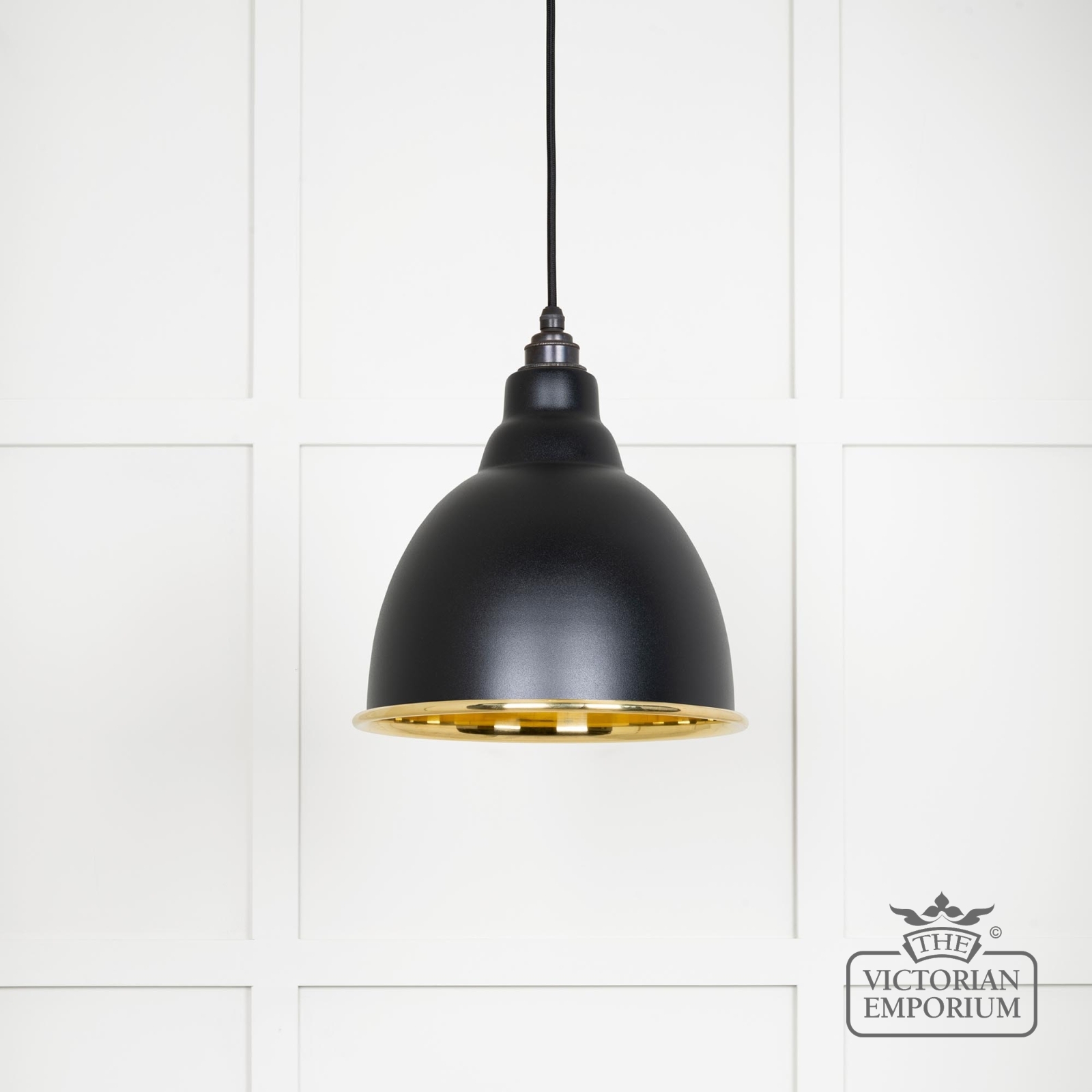 Brindle pendant light in Smooth brass and Black finish