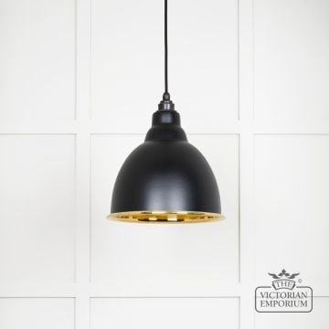 Brindle Pendant Light In Smooth Brass And Black Finish 49518eb 1 L