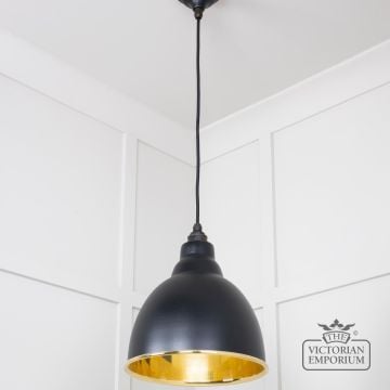 Brindle Pendant Light In Smooth Brass And Black Finish 49518eb 2 L
