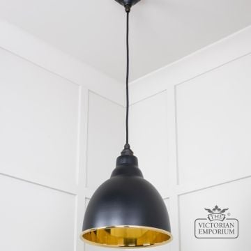 Brindle Pendant Light In Smooth Brass And Black Finish 49518eb 3 L