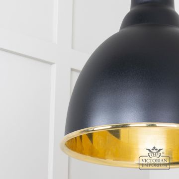 Brindle Pendant Light In Smooth Brass And Black Finish 49518eb 4 L