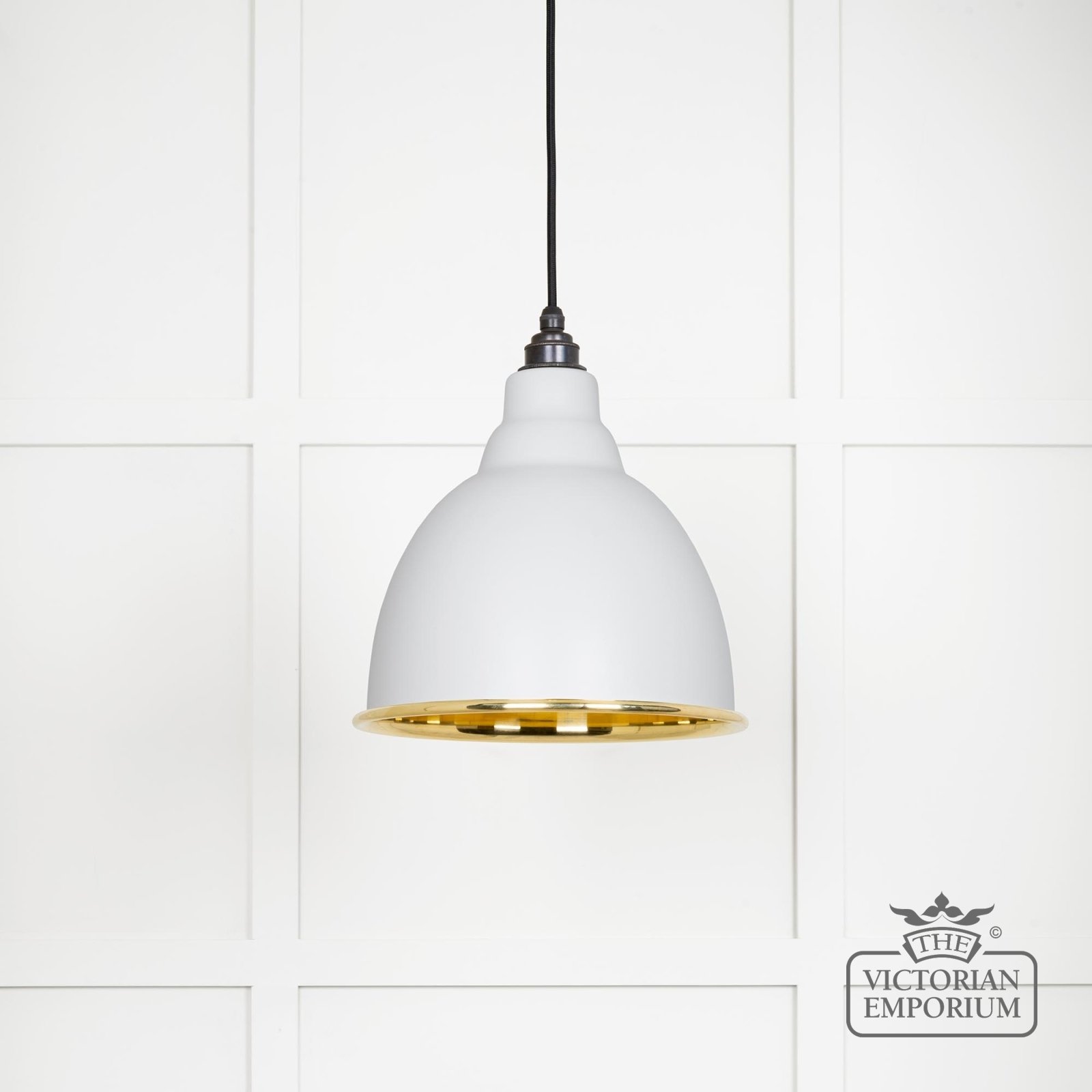 Brindle pendant light in Smooth brass and Flock finish