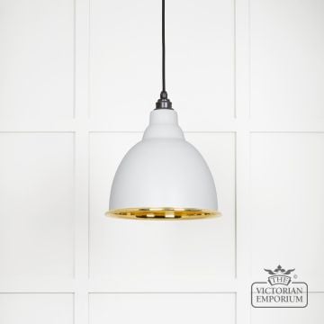 Brindle Pendant Light In Smooth Brass And Flock Finish 49518f 1 L