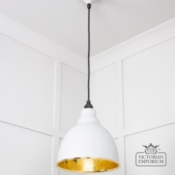 Brindle Pendant Light In Smooth Brass And Flock Finish 49518f 2 L