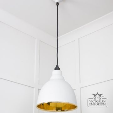 Brindle Pendant Light In Smooth Brass And Flock Finish 49518f 3 L