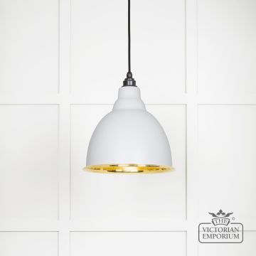 Brindle Pendant Light In Smooth Brass And Flock Finish 49518f Main L