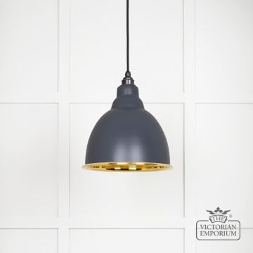 Brindle Pendant Light In Smooth Brass And Slate Finish 49518sl 1 L