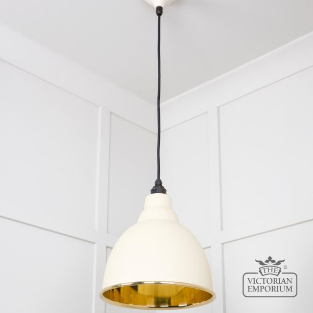 Brindle Pendant Light In Smooth Brass And Teasel Finish 49518te 3 L