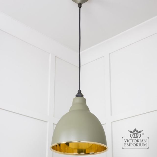 Brindle Pendant Light In Smooth Brass And Tump Finish 49518tu 3 L