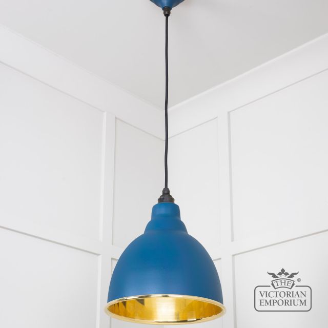 Brindle Pendant Light In Smooth Brass And Upstream Finish 49518u 2 L